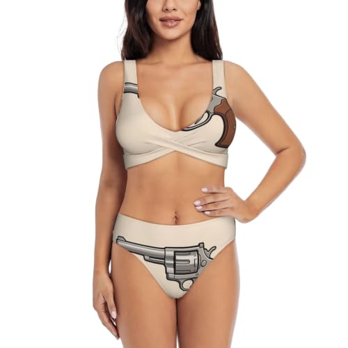 Bikini push-up réglable Revolver Gun maillot de bain deux pièces à coussinets amovibles confort