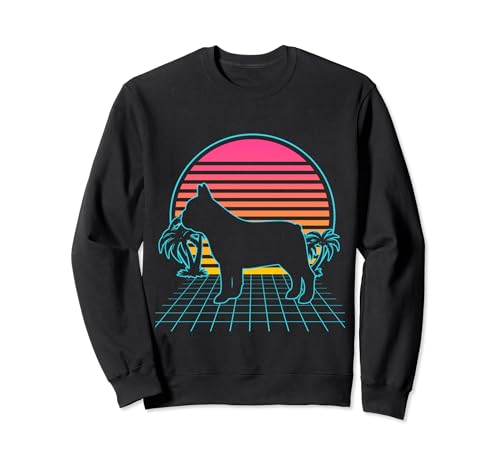 French Bulldog Retro Vintage 80s Vaporwave Aesthetic Dog Sudadera