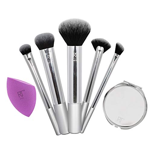 Real Techniques Makeup Brush Gift Set, With Miracle Complexion Blender Beauty Sponge and Compact Hand Mirror, Holiday Stocking Stuffer