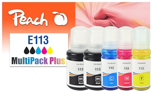 Peach E113 Lot de 2 Bouteilles d'encre Cyan équivalent Epson n° 113, T06B1*2, T06B2, T06B3, T06B4, par Exemple ET -16150, ET -16600, ET -16650