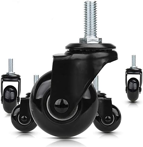 8T8 Replacement Chair Caster Wheels 2 inch, Quiet and Smooth Rolling,Heavy Duty Wheels with Threaded Stem 5/16'', Safe for Wood Hardwood Floors, No Chair Mat Needed,Set of 5 (2 inch Black)