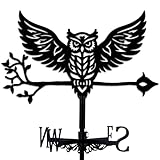 INFUNLY Eulen Wetterfahne Retro Eulen Wetterfahne Aus Metall Eulen Windfahne Tier Schwarzer Wetterhahn Aus Eisen Hohler Windrichtungsanzeiger Für Den Außenbereich Hof Dach Koppel Dekor 14.1x10.65cm