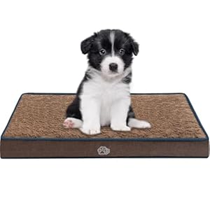 EMPSIGN Dog Bed Mat 23 Inch Reversible Warm & Cool,Washable Dog Crate Bed with Egg Crate Foam Support, Pet Sleeping Mat for Large Medium Small Dogs, Fluffy Kennel Pad(Brown)
