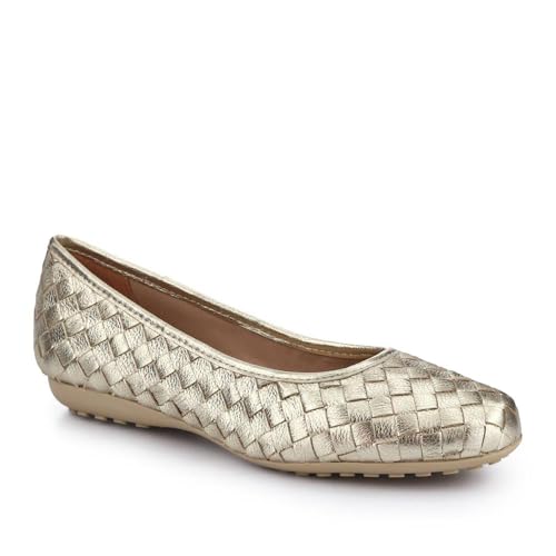 Leather Cushioned Pumps - Gold Size 8