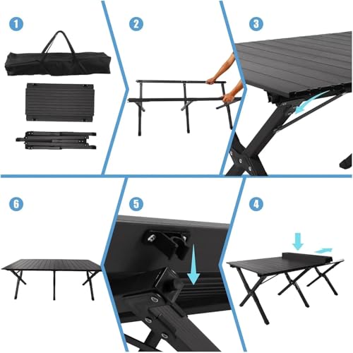 Table de camping pliable et portable avec hauteur réglable pour pique-nique