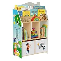 Steve and Maggie Kids Bookshelf, Old MacDonald Themed Children's Bookcase with Drawers, Kids Bookcase with Storage, Display Book Stand, Book Shelf Organiser and Toy Storage Unit, Nursery Furniture