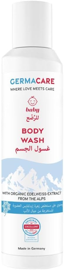 Tears Free Head to Toe Natural Baby Wash for Sensitive Skin,With Organic Edelweiss Extract From the Alps, Free of Paraben & Allergen, A Neutral 5.5 pH, 200ml