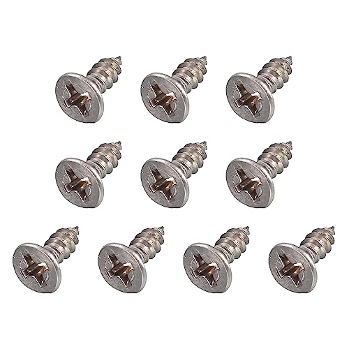 QUARKZMAN M3.5 x 9.5mm Autorroscantes Tornillos x 50uds Phillips Sujetador para Instalación Puerta y Fijación Dispositivos, [Plata, Plana Cabeza]