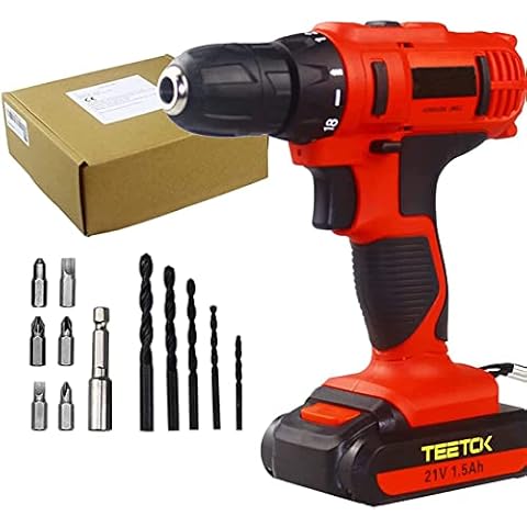 Cordless Drill Driver, 21V Combi Drill Set Built-in LED Work Light, Electric Screwdriver with 1500mAh Batterie and Charger Suitable for Home DIY, Concrete, Ceramics (12pcs Accessories Screwdriver) Cover