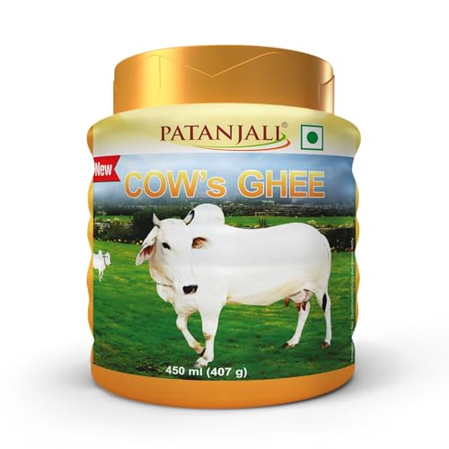 Image of Patanjali Cow Ghee Jar 450ml - Pure Danedar Rich Aroma Gau Ghrita Cow Milk Ghee | Suitable for Cooking Sweets & Daily Use | No Additives