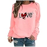 Bestyyo Damen-Langarm-Pullover mit Liebesdruck, lockere Blusenoberteile 5037 quadratischer Blumenspitze 90er Dirndlbluse Exklusive Dirndl Windrose Bauchfreies mesh
