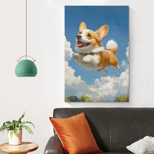 Corgi cuadro en lienzo para llenar de vida tu salon familiar 4