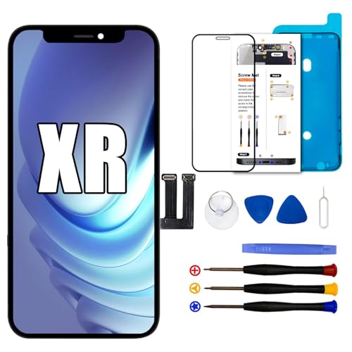 Dinow Display für iPhone XR (6 1 Zoll) LCD Bildschirm für iPhone XR LCD Ersatz mit Reparaturset kompatibel mit Modell A2105/ A1984/ A2107/ A2108/ A2106 (Face ID 3D Touch)