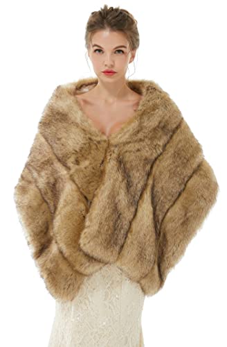 Women's Stole Faux Fur Shawl Shrug Wraps Cape For Wedding Party2