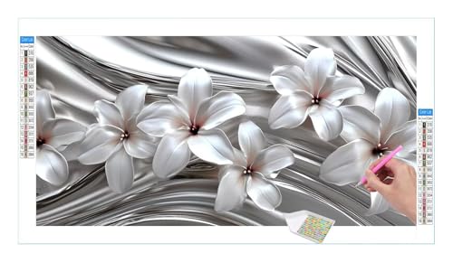 Kit broderie diamant 5D DIY orchidées blanches peinture strass cristal
