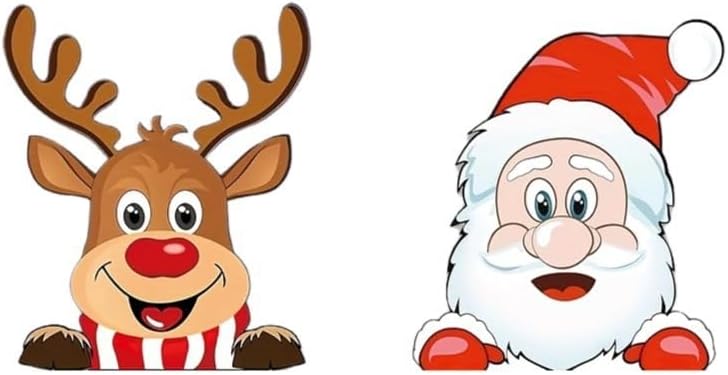 Christmas Car Sticker, 2PCS Car Window Decals Cute Santa Car Window Stickers for Christmas Car Decorations, Easy to Apply & Remove (Reindeer and Santa Claus) Walls & Doors Sticker Decor - Image 6