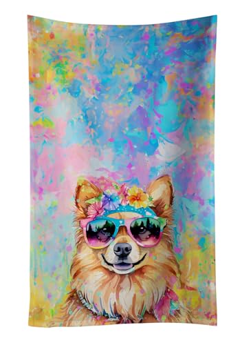 Caroline's Treasures DAC2541KTWL Pomeranian Hippie Dawg Kitchen Towel Dish Cloths Guest Hand Towel Decorative Bathroom Towel for Face,Tea, Dishcloth, Kitchen and Bath