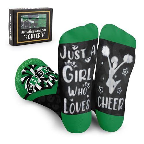 GZZSYO Cheer Socks For Girls, Fun Cheerleading Socks for Cheerleaders, Ideal Cheer Team Gifts (Black&Green)