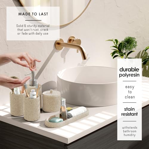 Clara Clark Beige Bathroom Set - Bathroom Sets with Shower Curtain and Rugs, 21PC Bathroom Accessory Set, Shower Curtain Set with Soap Dispenser & Toothbrush Holder by Clara Clark - Image 3