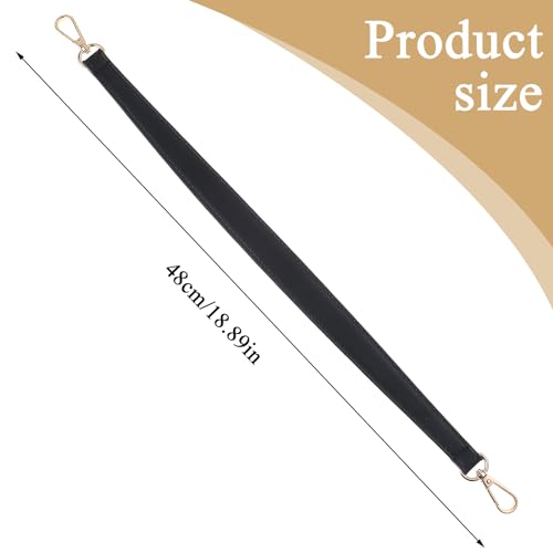GEEHUA Black Short Handbag Handle Strap, PU Leather Purse Handle 19 Inch Shoulder Bag Strap Replacement with Swivel Clasps for Wallet Tote Shoulder Bag
