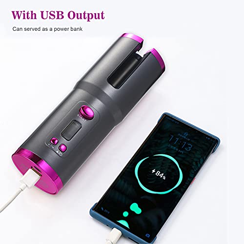 Romacci Curling de cabelo automático sem fio Curling Iron Aquecimento rápido com tela LCD de 6 tempe