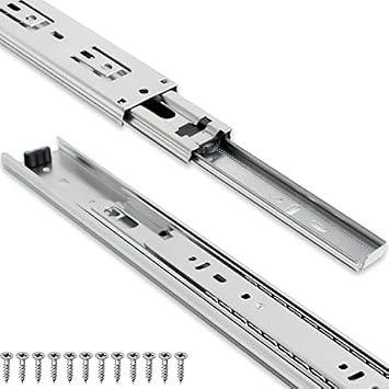 TOUCH Drawer Slides 1 Pair, 22 Inch 550mm Full Extension Side Mount Ball Bearing 3 Folds Metal Rails Track Guide Glides Runners Heavy Duty Drawer Dresser Kitchen, 75 LB Capacity