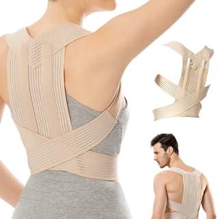 Lacheln Exclusive Invisible Posture Corrector with Full Orthopedic Double Bars for Men & Women Adjustable & Elastic Back Brace for Pain Relief with Underarm Pads Upper & Lower Back (XL-XXL),Beige