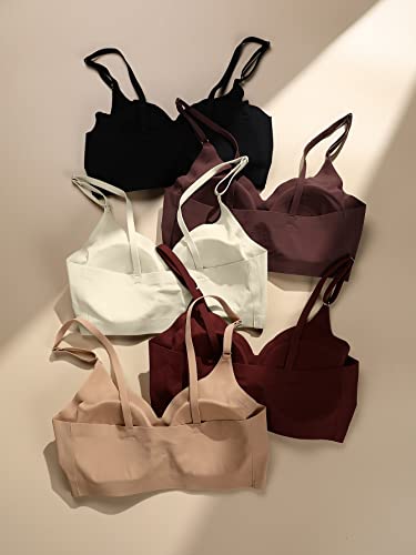 Makemechic Women's 5 Pack Seamless Wireless Bras Plain Padded Bralettes A Multi M #TOP1