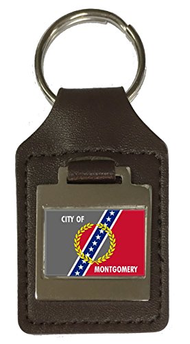 Porte-clés en cuir avec drapeau de Montgomery City USA, une idée cadeau unique