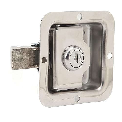 Serratura per Porta della Cassetta degli Attrezzi del Rimorchio, Chiusura della Maniglia della Cassetta degli Attrezzi con 2 Chiavi Lucidatura a Specchio in Acciaio Inossidabile