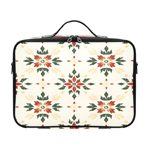 zyrtty Travel Makeup Train Case Festive Flowers Pattern Cosmetic Organizer Portable Storage Bag with Adjustable Dividers for Cosmetics Brushes Toiletry Jewelry Digital Accessories