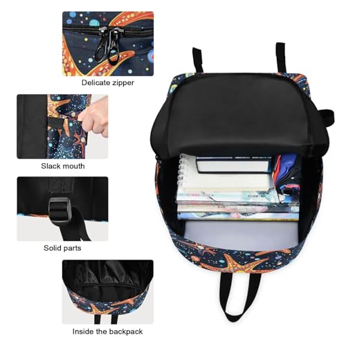 Backpack Lunch Box Set Large Capacity Travel Backpacks and Insulated Lunch Bag for Commute Hiking Picnic Anime Starfish Print3