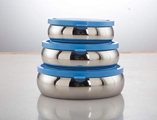 Image of Expresso Bulging Airtight & Leak Proof Food Storage Containers Stainless Steel Bowl Set of 3 Pc, 250ml /450ml /700ml