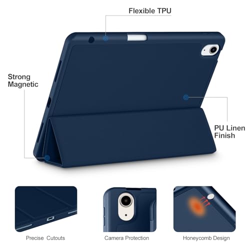 Image of Akkerds for iPad Air 11 Inch Case M4 /M3 /M2, Air 5th /4th Gen 10.9,Navyblue