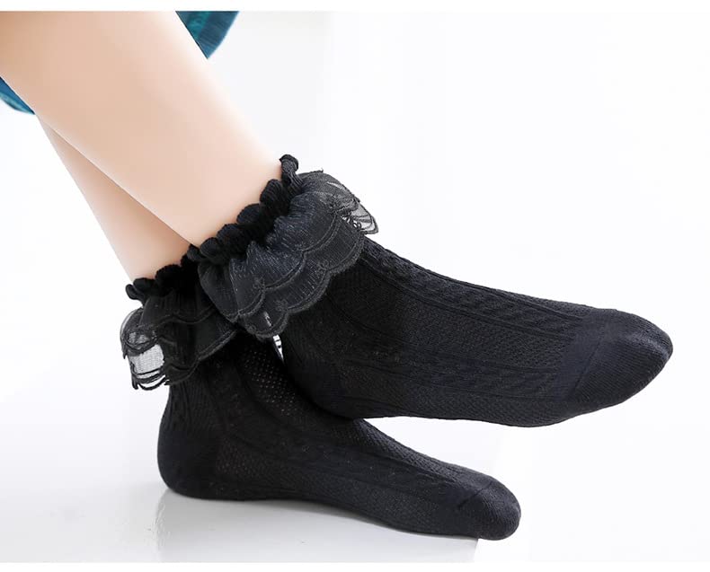 Toptim Kids Girls' Transparent Frilly Ruffle Crew Socks Little Girl Dance Dress Sock2