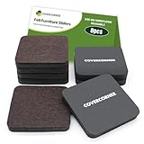 COVERCORNER Felt Furniture Sliders for Hardwood Floors 8 PCS - 3 1/2 Inch Square Moving Slider - Heavy Duty Felt Movers Chair Legs Protectors - Brown