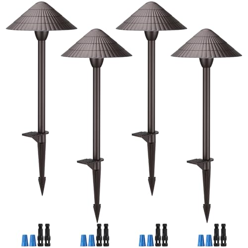 LEONLITE 5CCT Low Voltage Landscape Lights, 3W, 12-24V AC/DC, Pathway Lighting Wired, IP65 Waterproof Light for Yard Lawn, ETL Listed, Oil Rubbed Bronze Aluminum Housing, 1800K-5000K, Pack of 4