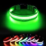 Leuchthalsband Hund, Hundehalsband Leuchtend Aufladbar, LED Halsband für Hunde Leuchtband Einstellbar Wasserdicht mit 3 Lichtmodi Sicherheit für Kleine Mittlere Große Hunde, Grün S