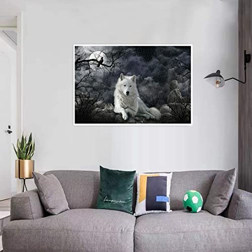 Wacydsd FC3NTD1885 Jigsaw Puzzle 1000 Piece Crow And White Wolf Adult Puzzle Kids Puzzle Wooden Puzzle Toy Diy Kit Home Decor 75X50Cm thumb #1