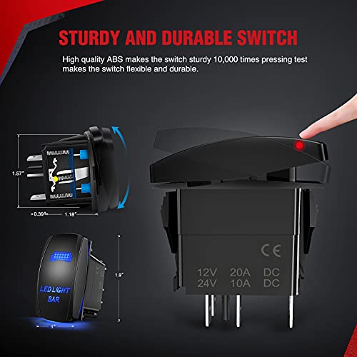 Image of Nilight LED Light Bar Wiring Harness Kit 12AWG Heavy Duty 12V 5Pin Rocker Switch Laser On Off Waterproof Switch Power Relay Blade Fuse-2 Lead (10038W)