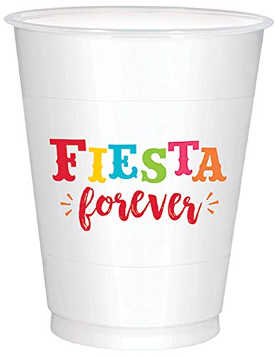 Fiesta Forever Plastic Cups - 16 oz. (Pack of 25) - Vibrant, Durable & Perfect for Parties, Events, and Celebrations