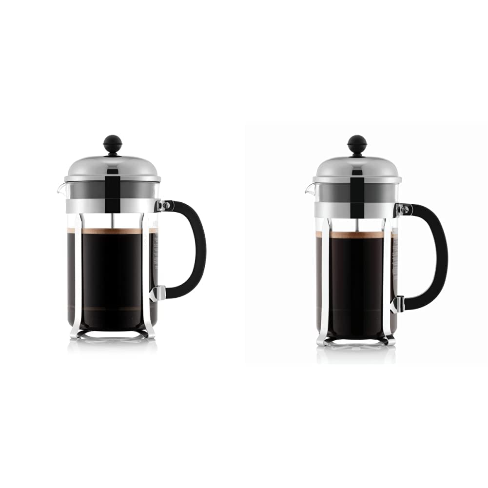 Bodum Chambord French Press Coffee Maker, 51 Ounce, 1.5 Liter, Chrome & 1928-16US4 Chambord French Press Coffee Maker, 1 Liter, 34 Ounce, Chrome