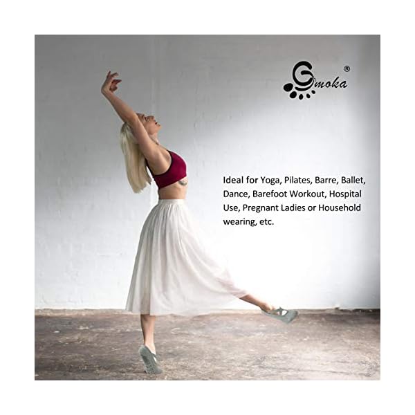 Yoga Socks for Women, Non-Slip Grips & Straps, Home Work Ideal for Pilates, Pure Barre, Ballet, Dance, Barefoot Workout Equipment Non Skid Socks(3Pairs-Black+Grey+Fuchsia-Instep Cross Strap Medium)