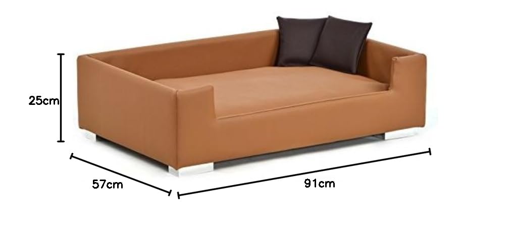 Canapé pour chien en cuir synthétique avec coussins décoratifs gris marron nougat bordeaux taupe