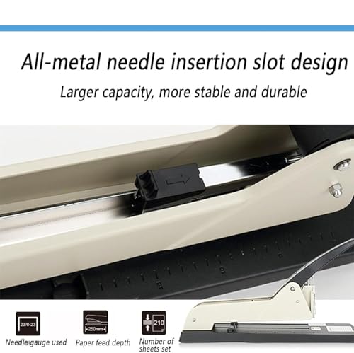 Heavy Duty Long Reach Hefter, 250mm Langer Arm mit Einstellbarer Papierführung, 210 Blatt Kapazität für Broschüren & Bürodokumente