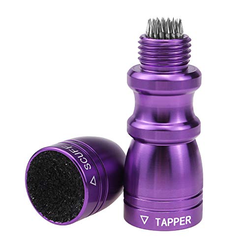 SelfTek 1Pc Snooker and Pool Cues Tips Bowtie 3 in 1 Tip Tool with Tapper Scuff and a Tips Pick (Purple)