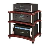 オーディオラック 機器ラック 多層収納 AV ラック 耐荷重 振動吸収 木製 スチール製 ハイファイ機器用 オーディオ機器スタンド (チーク色,3段)