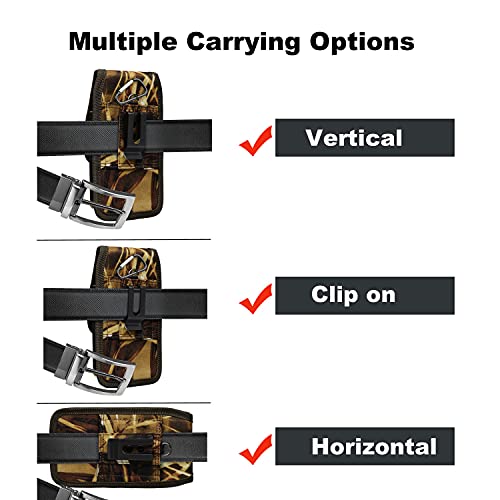 Takfox Phone Holster For Samsung Galaxy S23 Ultra S23 Plus S21 S20 J7 J3 Note 20 A03S A13 A04S A14 A23 G Power 2022 G Stylus G Pure Nylon Cell Phone Holster W Belt Loop Clip Carrying Pouch Holder,Camo #TOP1