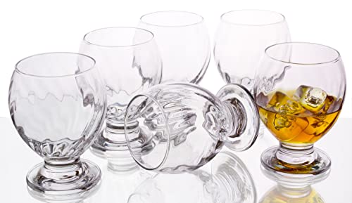 Red Co. 9.5 Oz Small Round Orion Clear Curved Glass Footed Goblet Set Of 6 For Cognac & Whiskey #TOP3