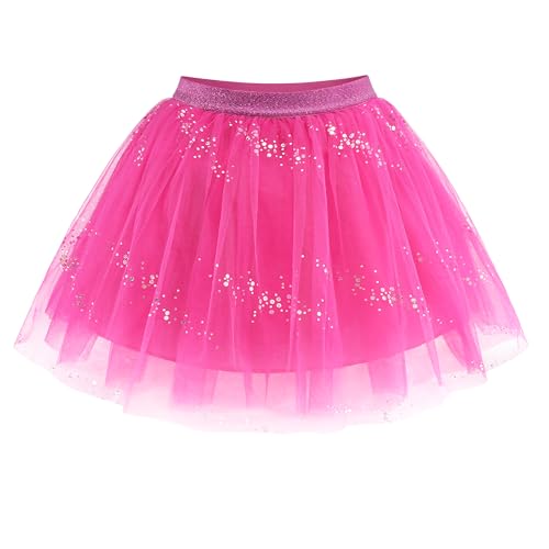 Stelle Pink Tutu Skirt Girls Sequin Ballet Tutu Dress for Girls 2-11 Year Soft Layered Tulle Dance Princess Birthday Outfits (Hot Pink XS)